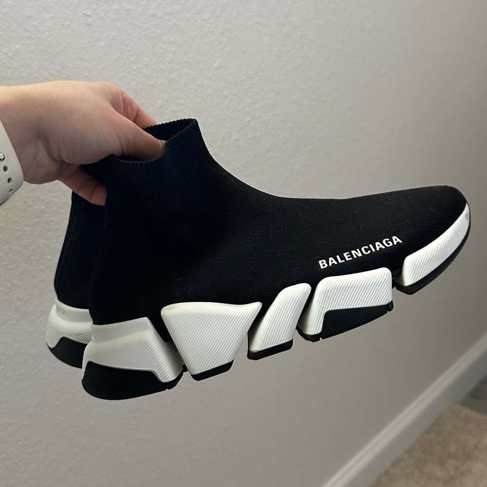 Balenciaga Sneakers Women Size 7 Speed 2.0 Trainer Black knitted